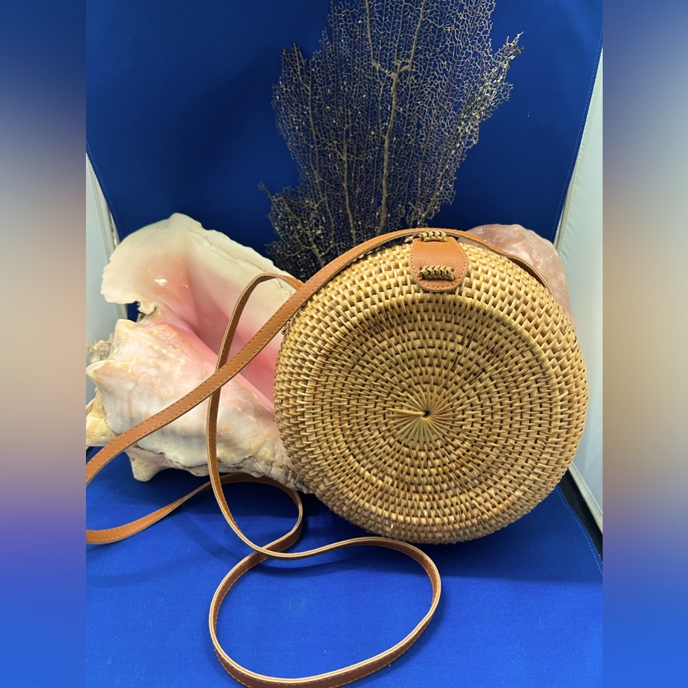 Rattan Woven Round Bag, Boho Style Mini - $29